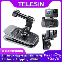 TELESIN 360° Rotation Magnetic Backpack Clip Clamp Mount for Gopro Hero 12 11 10 9 8 7 6 Insta360 X3 GO2 GO3 DJI OSMO Action 3 4