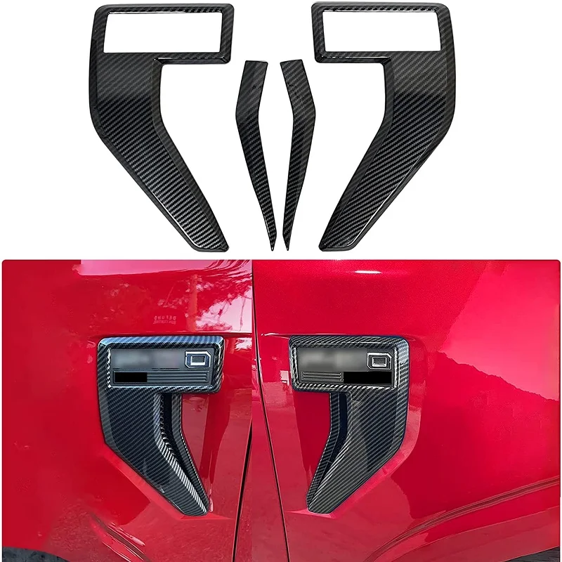 Car Front Fender Side Vent Cover Trim Carbon Fiber ABS For Ford F150 2021 2022 Car Stying Accessories