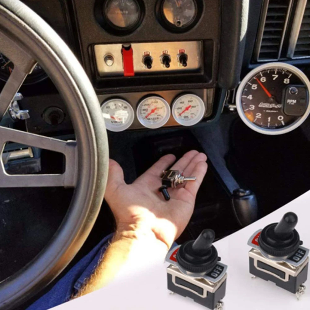ETEN1021 250V 15A Toggle Switch 2Pin 2Position SPST Rocker Switch with Red Cover for Automotive Marine Industrial Applications