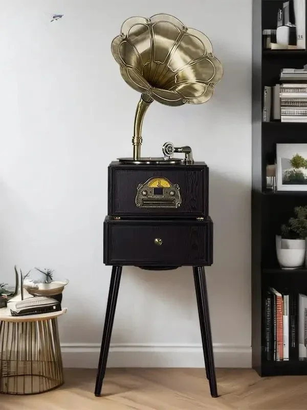 

vinyl record player solid wood phonograph living room record player audio ornament