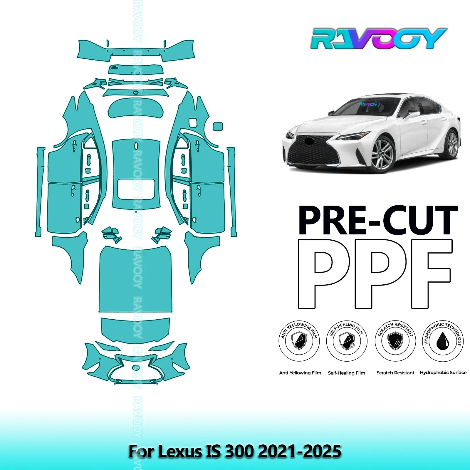 

8.5Mil Full Vehicle Precut PPF Paint Protection Film For Lexus IS 300 2021-2025