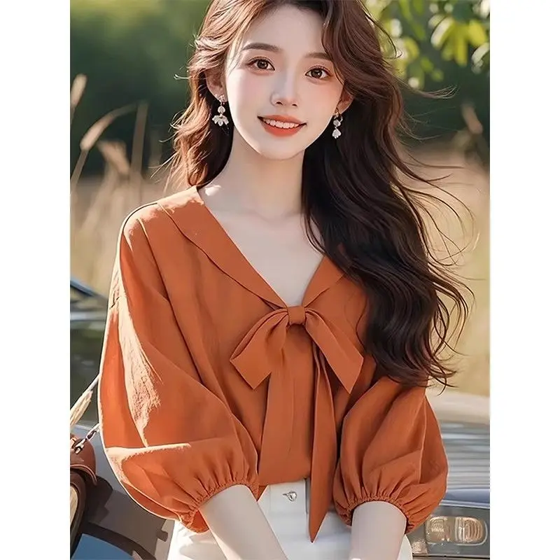 

Women's Short Sleeve Summer New Fashion Loose Top with Puff Sleeves