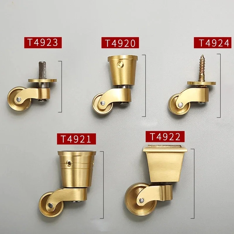 4Pcs Multi-size Brass Universal Wheels Silent Reinforce Furniture Legs Caster Wheels