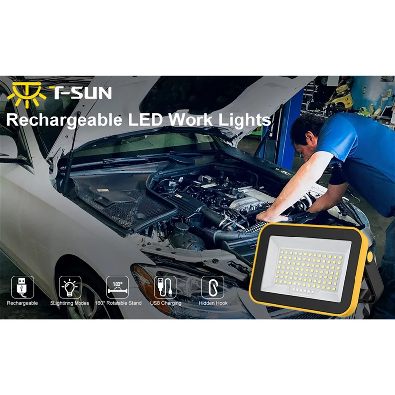 

Портативный супер яркий 97 SMD рабочий фонарь, перезаряжаемый через USB, 5 режимов, светодиодный фонарик для кемпинга на открытом воздухе и экстренной помощи, простая установка