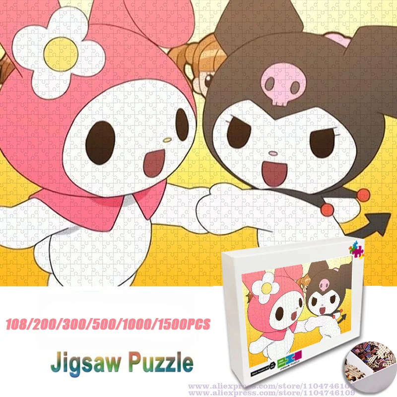 

Пазл Sanrio 108/200/300/500/1000/1500 шт., пазл Kuromi My Melody, интеллектуальные пазлы, унисекс, подарки на день рождения с коробкой