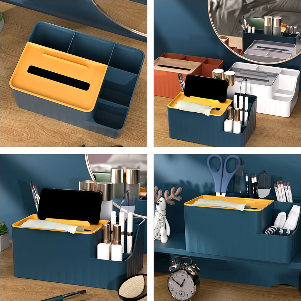 

Plastic Tissue Box Napkin Holder Storage Case Desktop Dashboard Cube Blue Wide Opening Multifunctional Remote Controller Glass