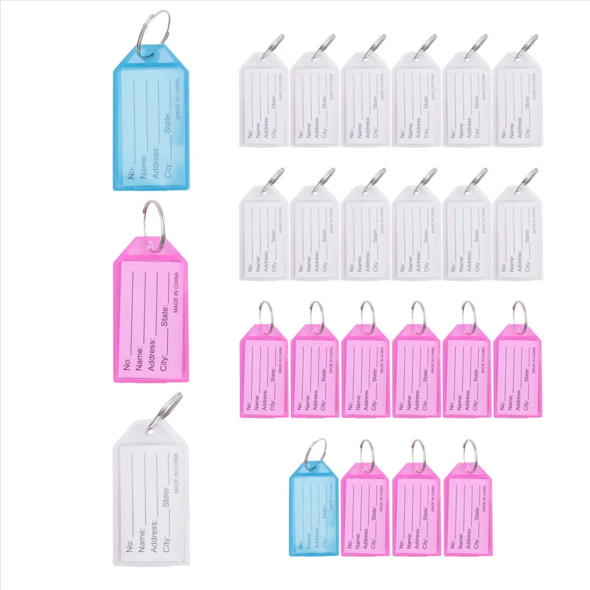 A13M 25Pcs Multicolor Plastic Key ID Label Tags w 2cm Dia Ring Keyring