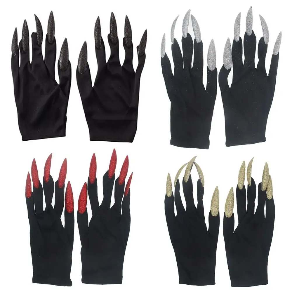 Cool Long Nails Cosplay Gloves Gothic Punk Gloves With Claws Party Scary Props Festival