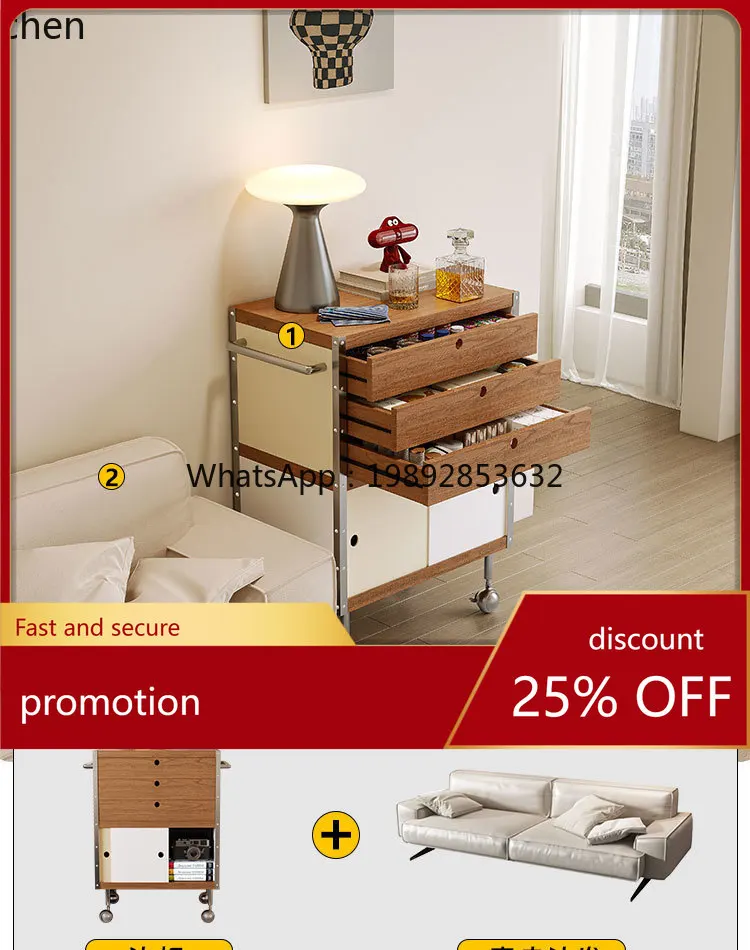 

ZML Sideboard New Narrow Mobile Tea Cabinet Small Trolley Living Room Storage Cabinet