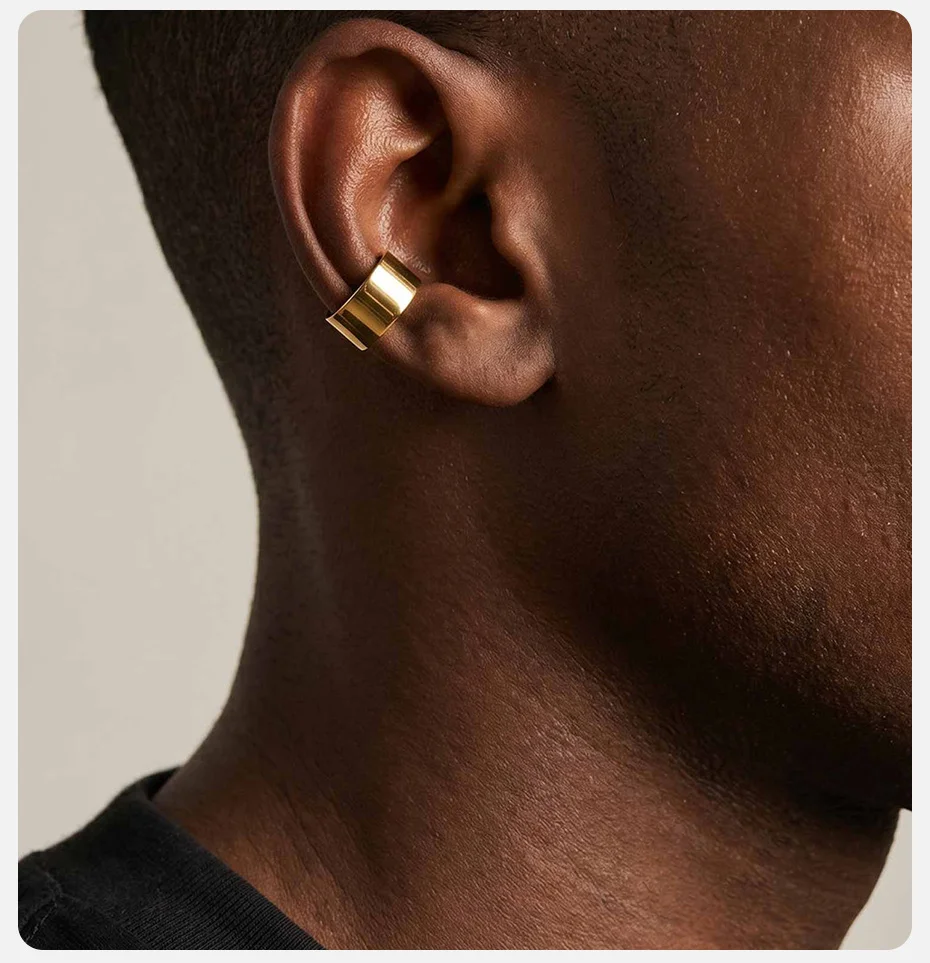 Vnox 6/12mm Breite Polierter Edelstahl Ohrklemme, Nicht-Durchstechende Knorpel-Clip-Ohrringe Ohrschmuck Punk-Geschenke für Männer Frauen – Detail 3