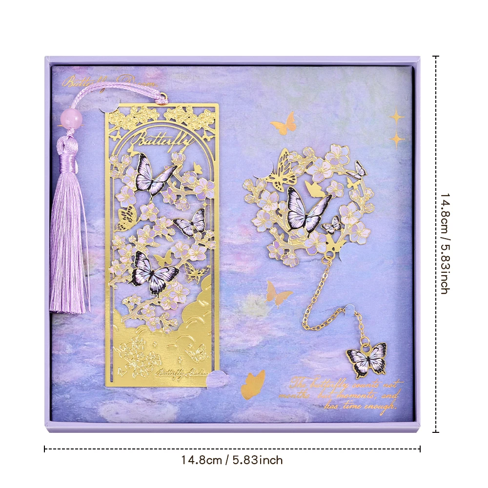 2 قطعة الإشارات المرجعية على شكل فراشة مع سلسلة معدنية تصميم مجوف ذهبي عتيق لمحبي الكتب ملحقات القراءة لوازم مكتبية #6