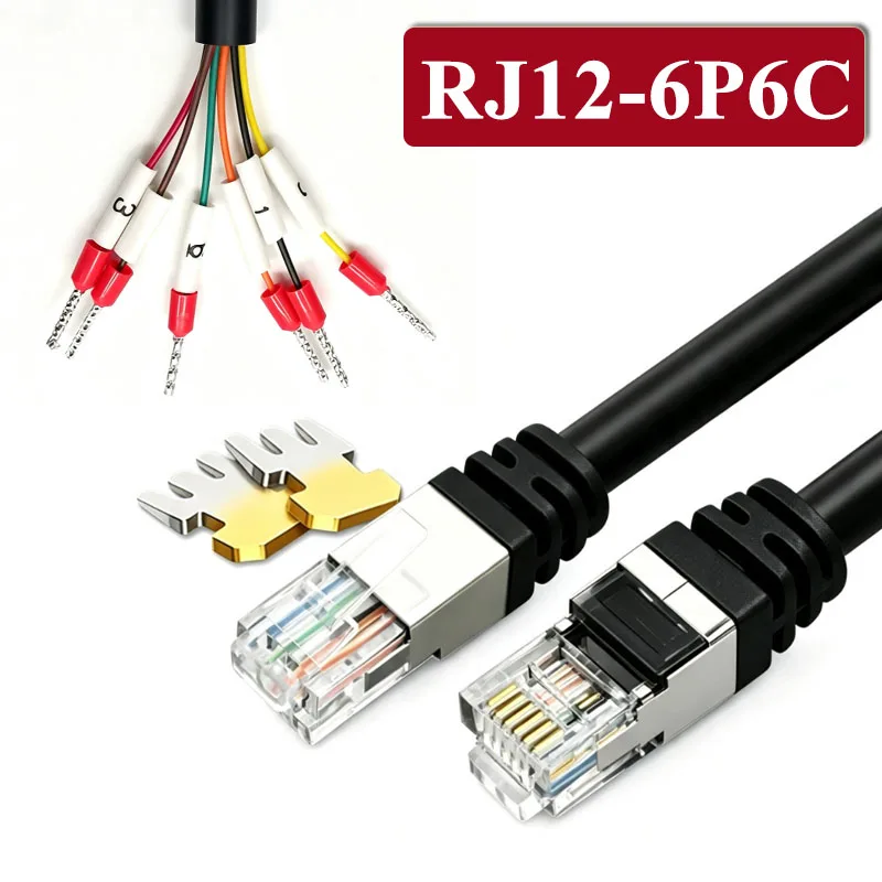 6P6C RJ12 To 485 Connection Line with Number Tube RJ12 Crystal Head To 232 Terminal Wire  Switch Adapter Connector Cable 0.5M-5M