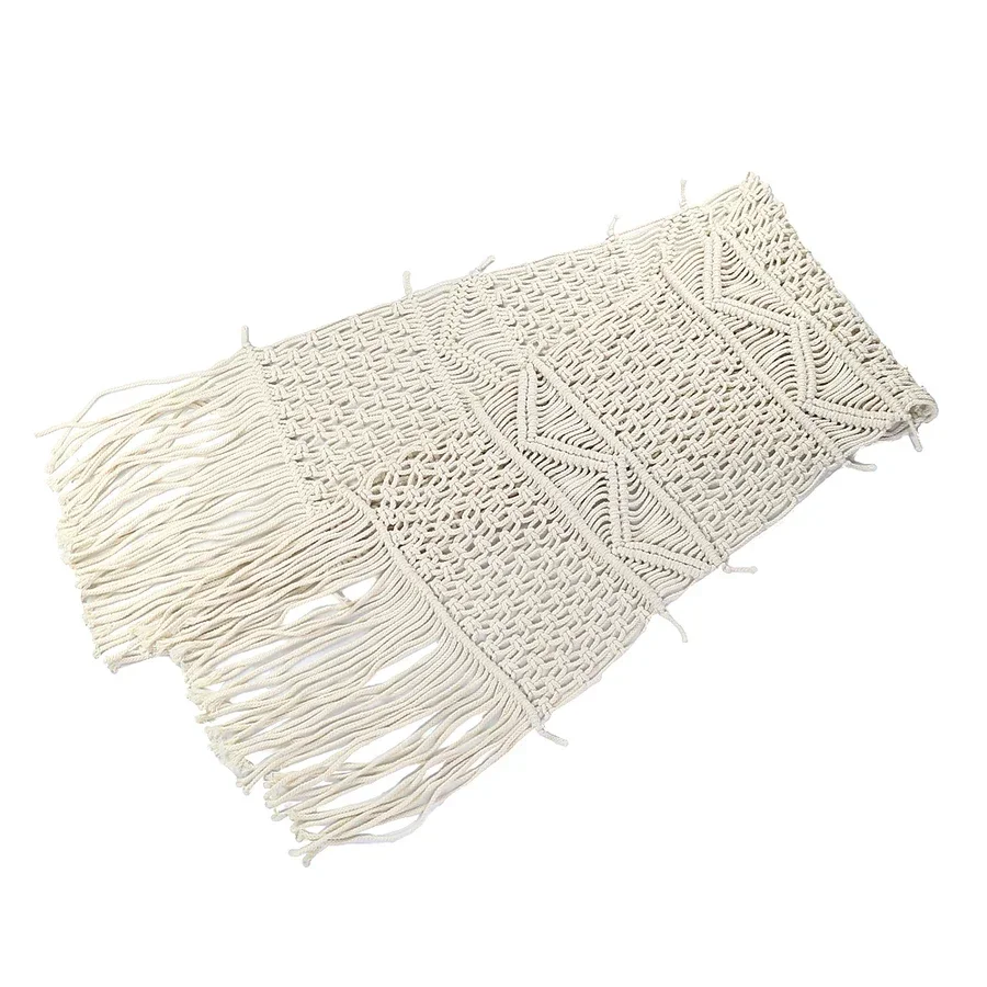 32X200CM Hollow Out Macrame Table Runner Handwoven Boho Table Runner With Tassel