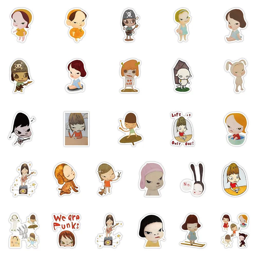 54 قطعة من ملصقات الدمى ذات الرأس الكبير للرسوم التوضيحية الكرتونية - شارات مقاومة للماء مرسومة يدويًا للأطفال لتسجيل متجر YourLife #3