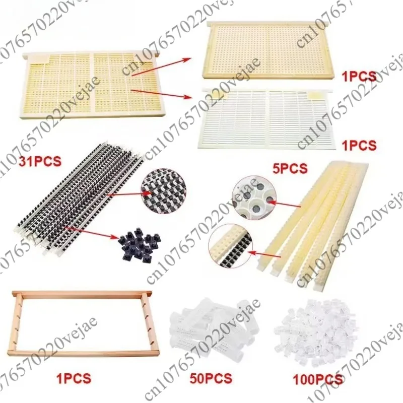 

1set queen rearing system bee larva cell cups frame cage for Royal jelly production equipment of beekeeping tools