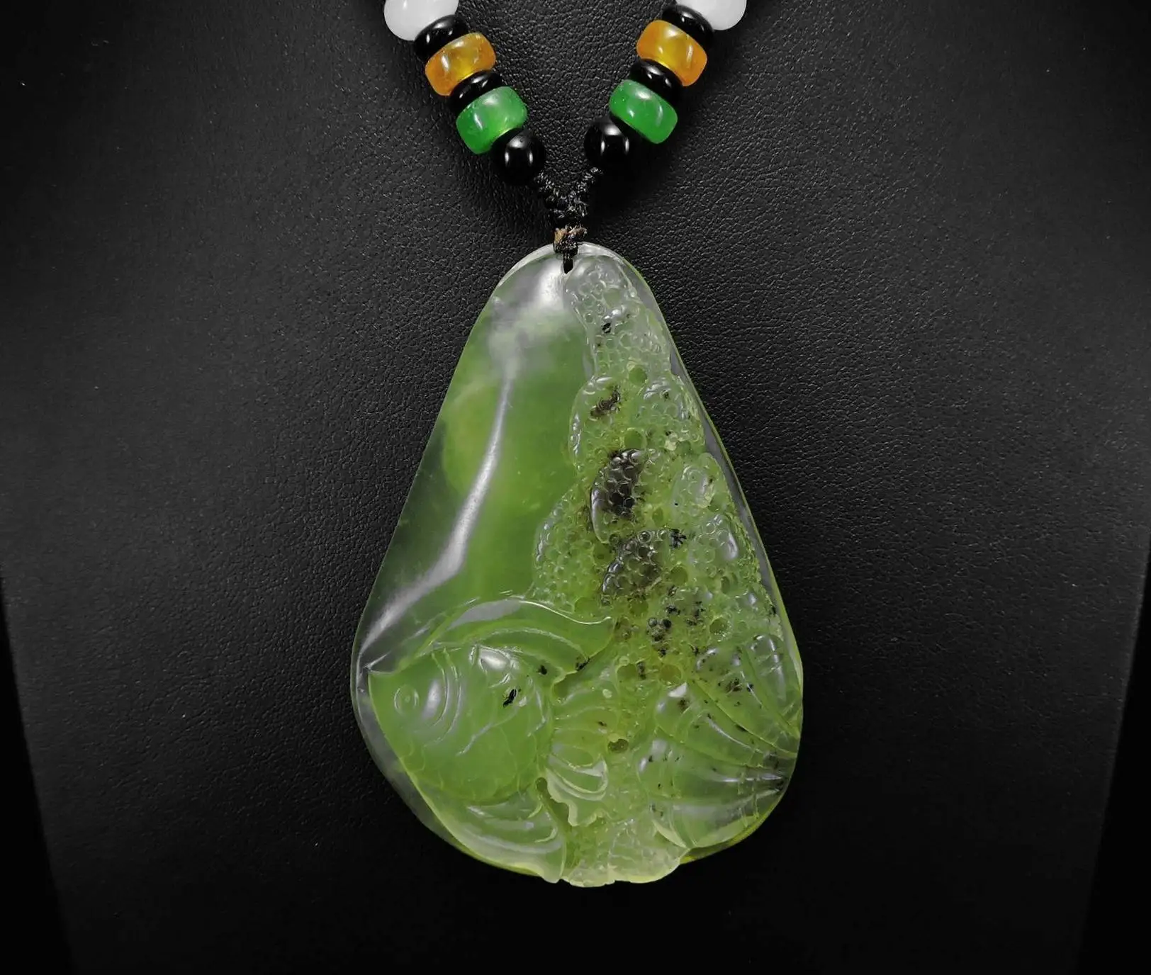 Jade Jewelry Natural Jade Pendant Necklace Hand-Carved angelfish&coral&seashell Jadeite Necklace Pendant Gift No Treatment 596i