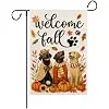 Welcome Fall Dog Garden Flag Outside Double Sided, Weather & Fade Resistant, Yard Outdoor Decoration, Features Seasonal  jjp