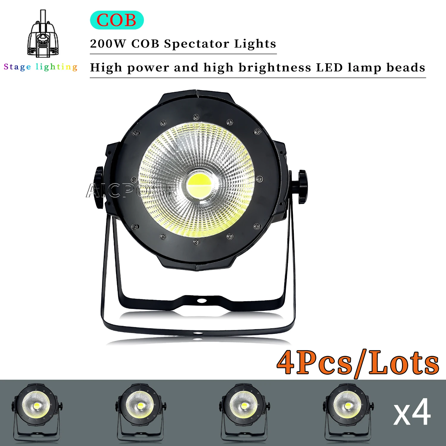 4Pcs/Lots 200W COB Par Light Cool White/Warm White 2 in 1 Strobe Stage Light DMX Control DJ Disco Equipment Stage Lighting