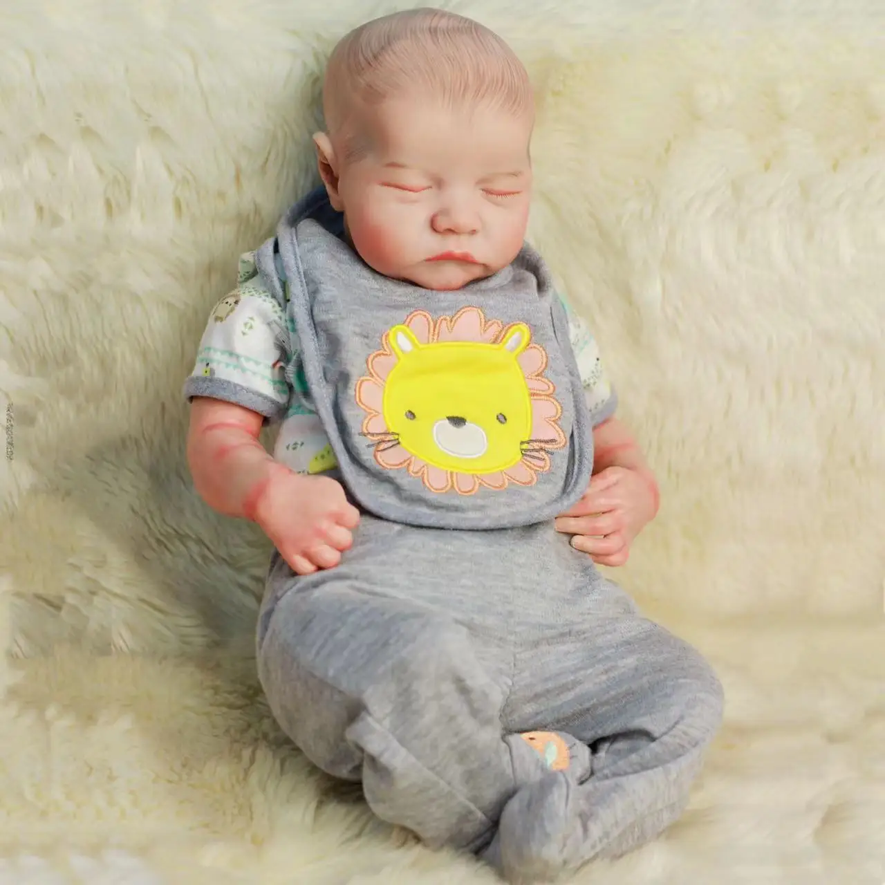 

49 cm Levi Bebe Reborn Newborn Doll Handmade Painted By Artists Lifelike bebê reborn Doll bonec With Bib Clothes