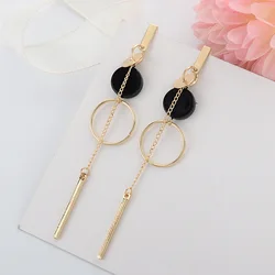 Trend Geometric Circle Tassels Roud Wafer Long Bar Pendant Earring for Women New Ear Jewelry Girl Valentine's Day Gift Brincos