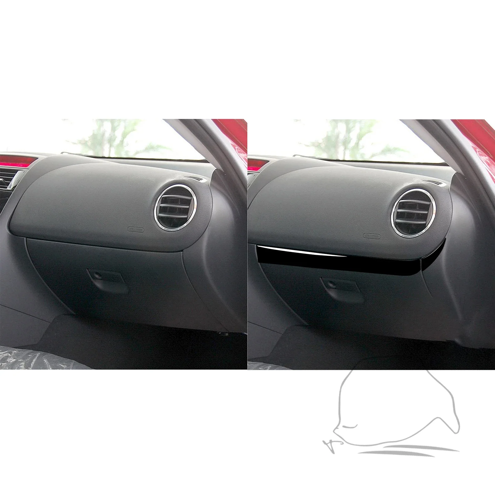 For Mazda RX8 2004 2005 2006 2007 2008 Accessories Car Interior Black Plastic Passenger Seat Storage Panel Trim Sticker