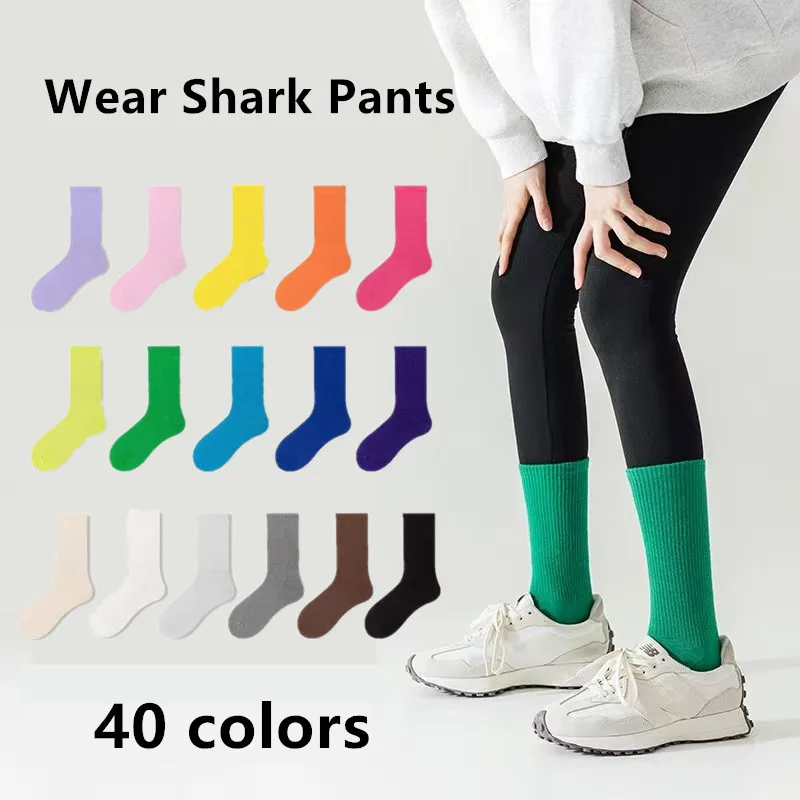 

40 Solid Colors Women Socks Cotton Spring and Summer Simple Pink Fashionable and Sweet Fashion Girls Stockings Soft Sport Socks