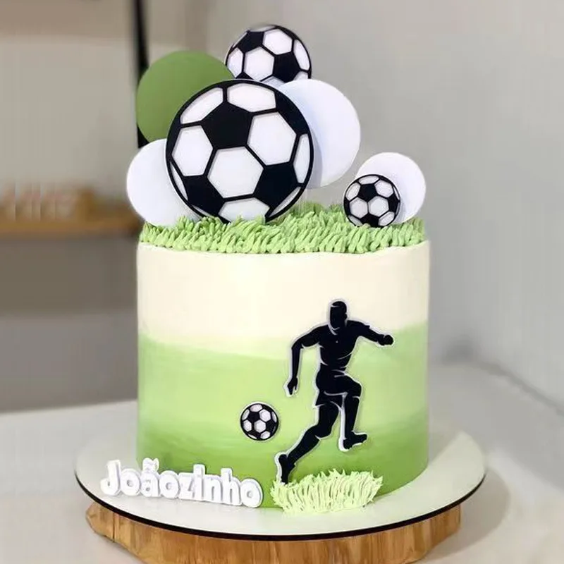 Football Star Cake Topper Happy Birthday Soccer Sports Ball Net Kids Party Baby Shower Cupcake Decoration Baking Supplies DIY