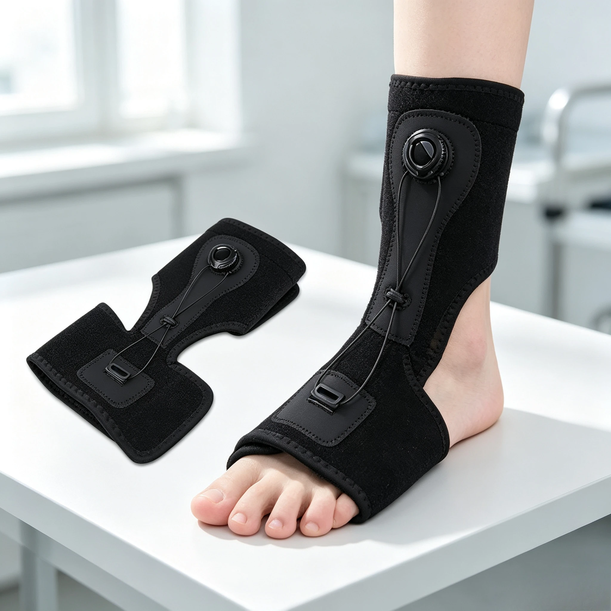 Adjustable Foot Drop Orthotic Night Splint, Breathable Plantar Fasciitis Rehabilitation Brace, Ankle Fixed Stabilizer, 1/2Pcs