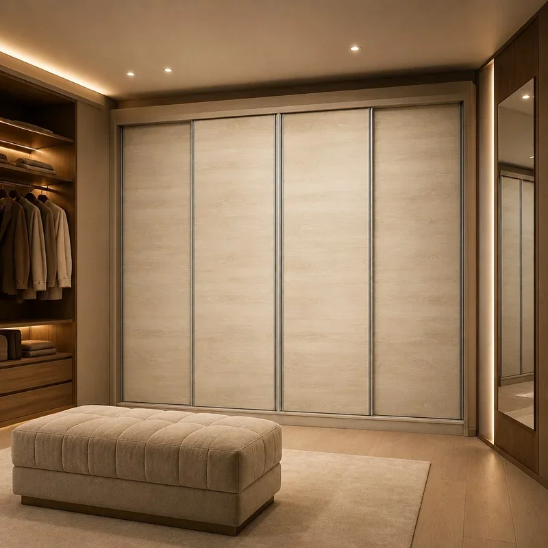 Fashion Powder Coating Aluminum Alloy Wardrobe Latest Model Install Against The Wall Storage Closet High End Bedroom Furniture