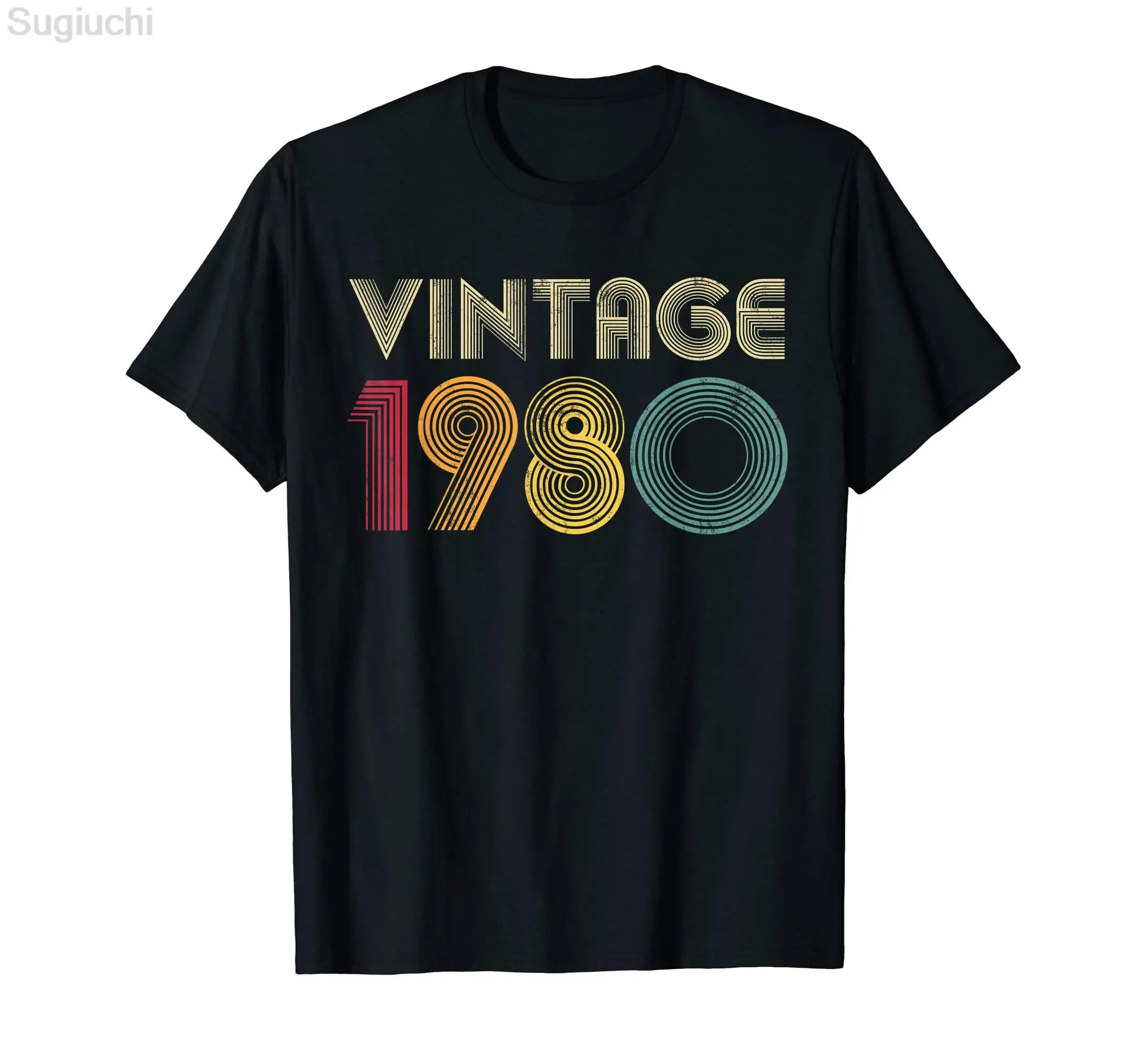 VINTAGE 1980 80s  Retro Birthday Gift T-Shirt 100% Cotton T shirts Men Women Unisex T-Shirt Tops Tees