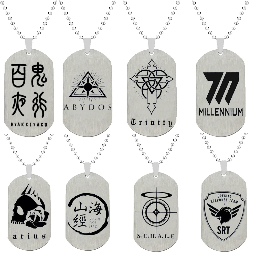Anime Blue Archive Schale Abydos Nameplate Necklace Stainless Steel Pendant Necklace for Fans Gifts