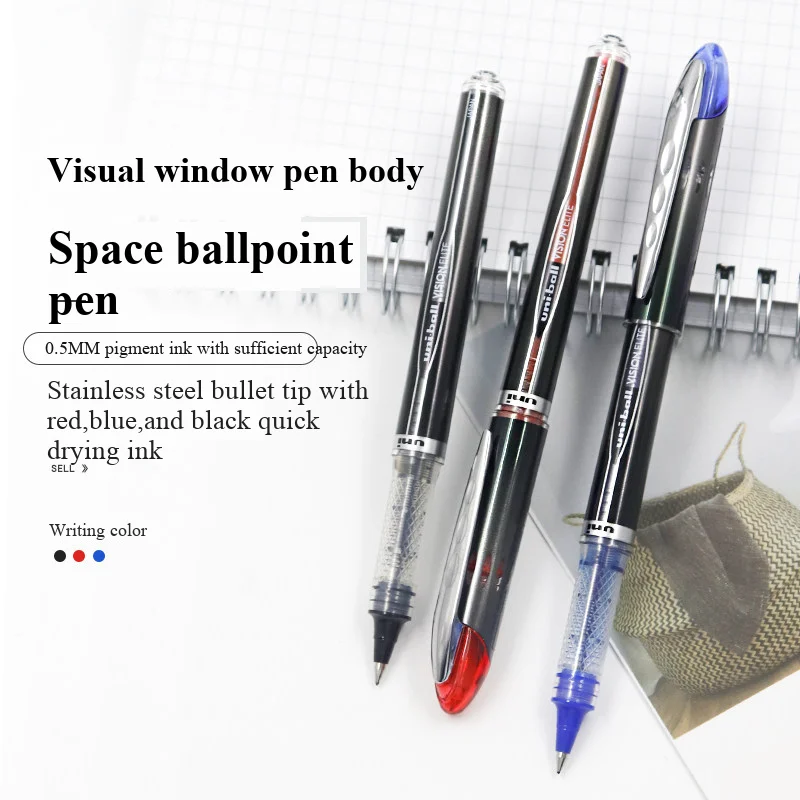 Uni UB-200/205 Large-capacity Direct Liquid Quick-dry Ballpoint Pen,0.5mm & 0.8mm Smooth Writing Stationery Pens,Black/Red/Blue