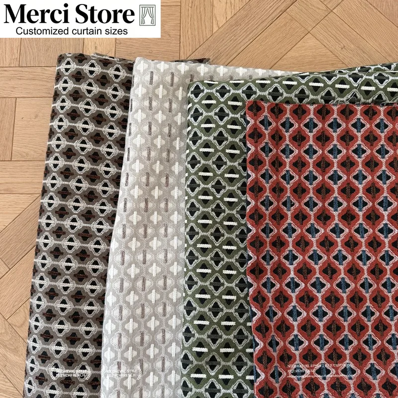 Retro Pattern Old Money Style Curtains Song Style Aesthetics New High-end Mid-century Style Fabrics Curtains for Living  Room