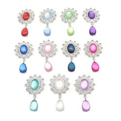 TYNUOMI 5Pcs 48*27MM Alloy Rhinestone Silver-Plated Brooch Pendant DIY Ribbon Exquisite Wedding Decoration Accessories