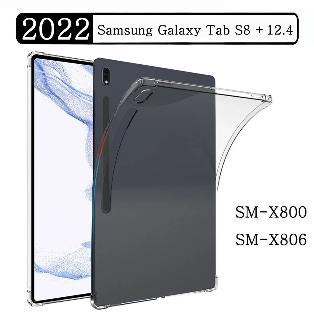 

Soft Silicone Case For Samsung Galaxy Tab S8 Plus 12.4 2022 SM-X800 SM-X806 Tablet Case Flexible Shell Transparent Back Cover