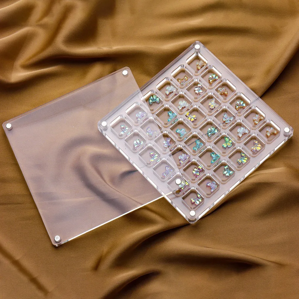 

36/64/100 сетчатый ящик для хранения сверл для ногтей, прозрачный съемный магнитный ящик для демонстрации ракушек, акриловая защита от пыли