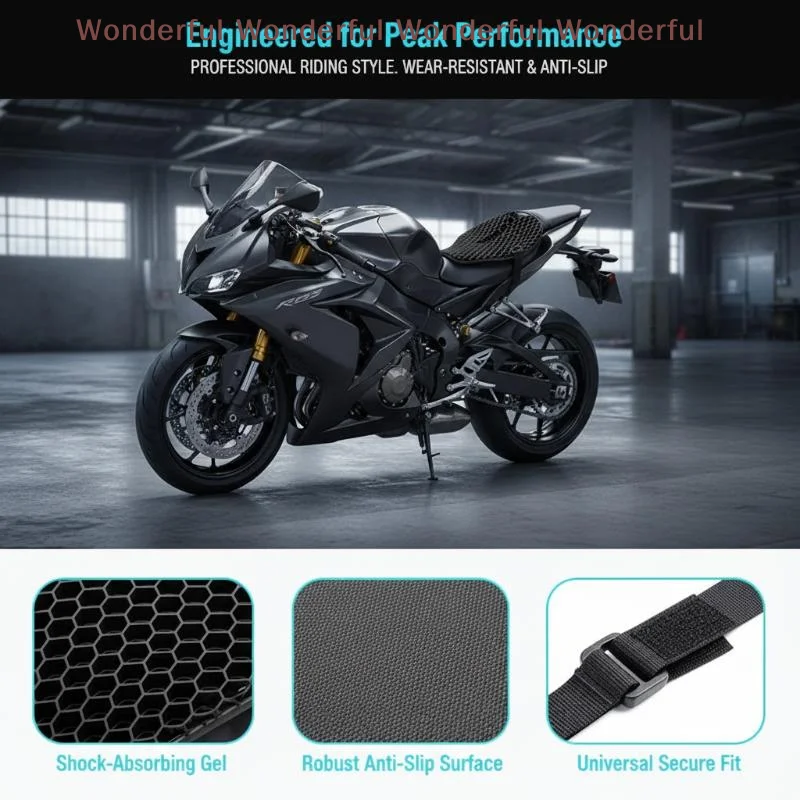 Honeycomb Shock Absorption Motorcycle Seat Cushion 3D Elastic Breathable Cooling Anti-Slip Pad for Long Distance Rides