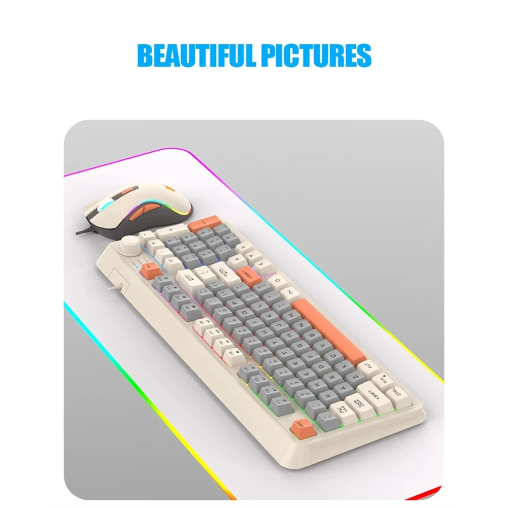 M85K  K820 USB Wired Game Keyboard Mouse Set Illuminated Desktop/Laptop Home Office Female Male Keyboard