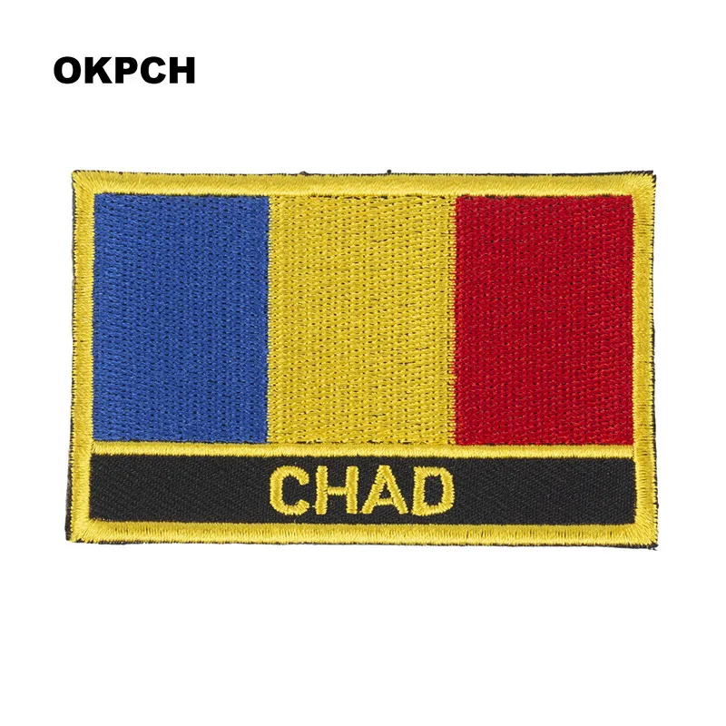 Chad Flag Embroidery Patches Iron on Saw on Transfer patches Sewing Applications for Clothes in Home&Garden