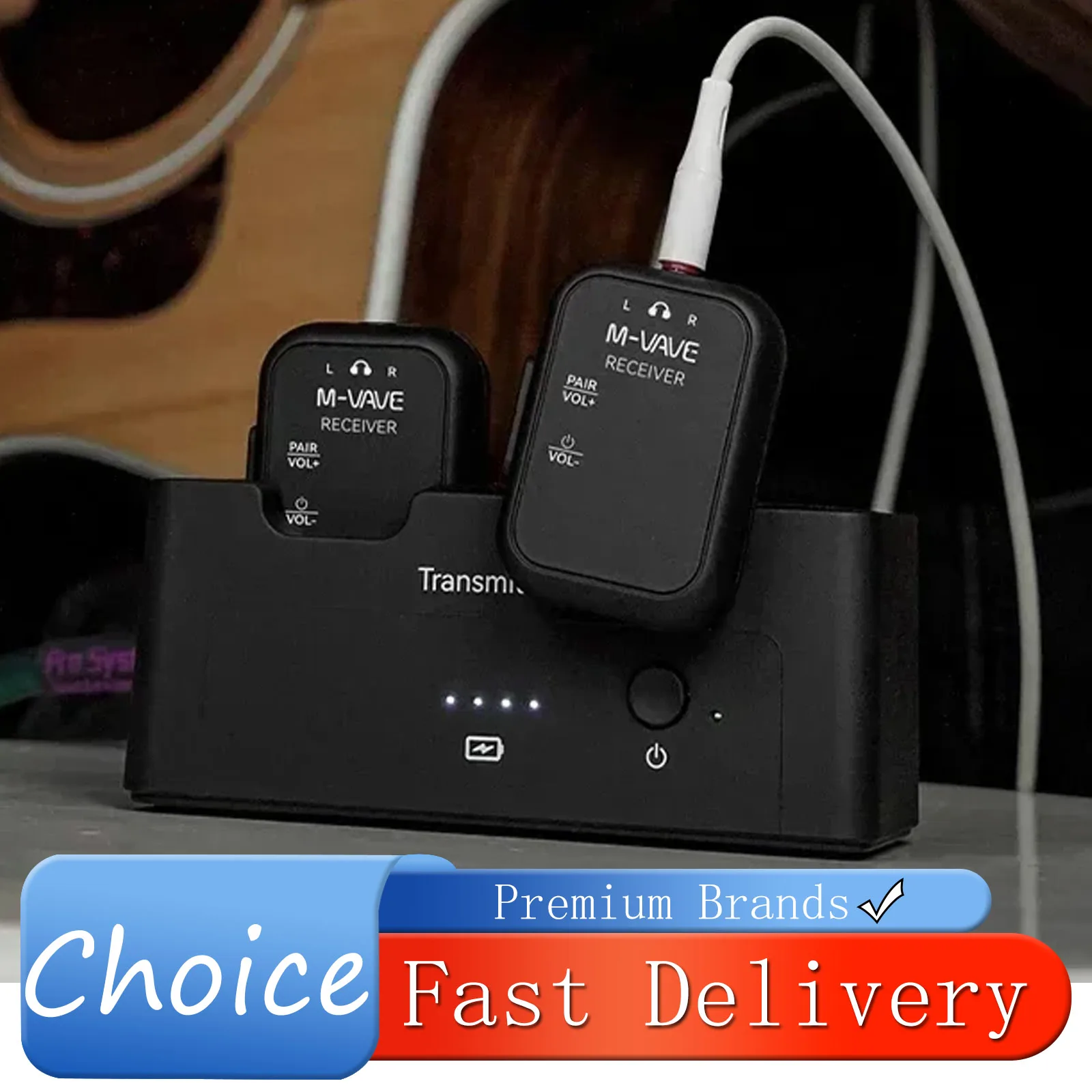  M-VAVE Wireless System Transmitter Receiver 2.4GHz Low Latency Real-time Two-Way Listening Ear Return Guitar Accessories