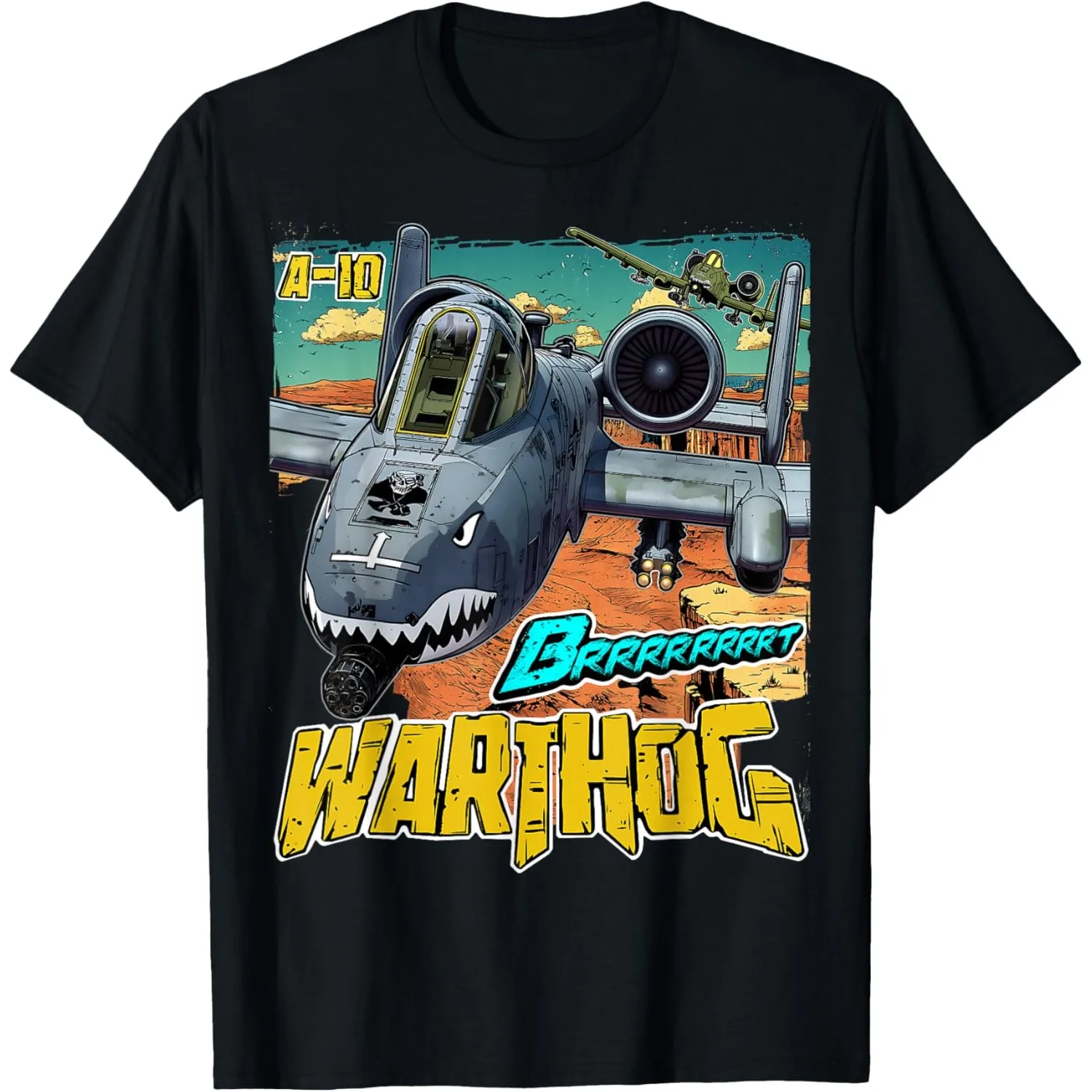 A 10 Warthog Jet Airplane Comic Print Graphic Men's Casual T-Shirt Breathable Cotton Tee