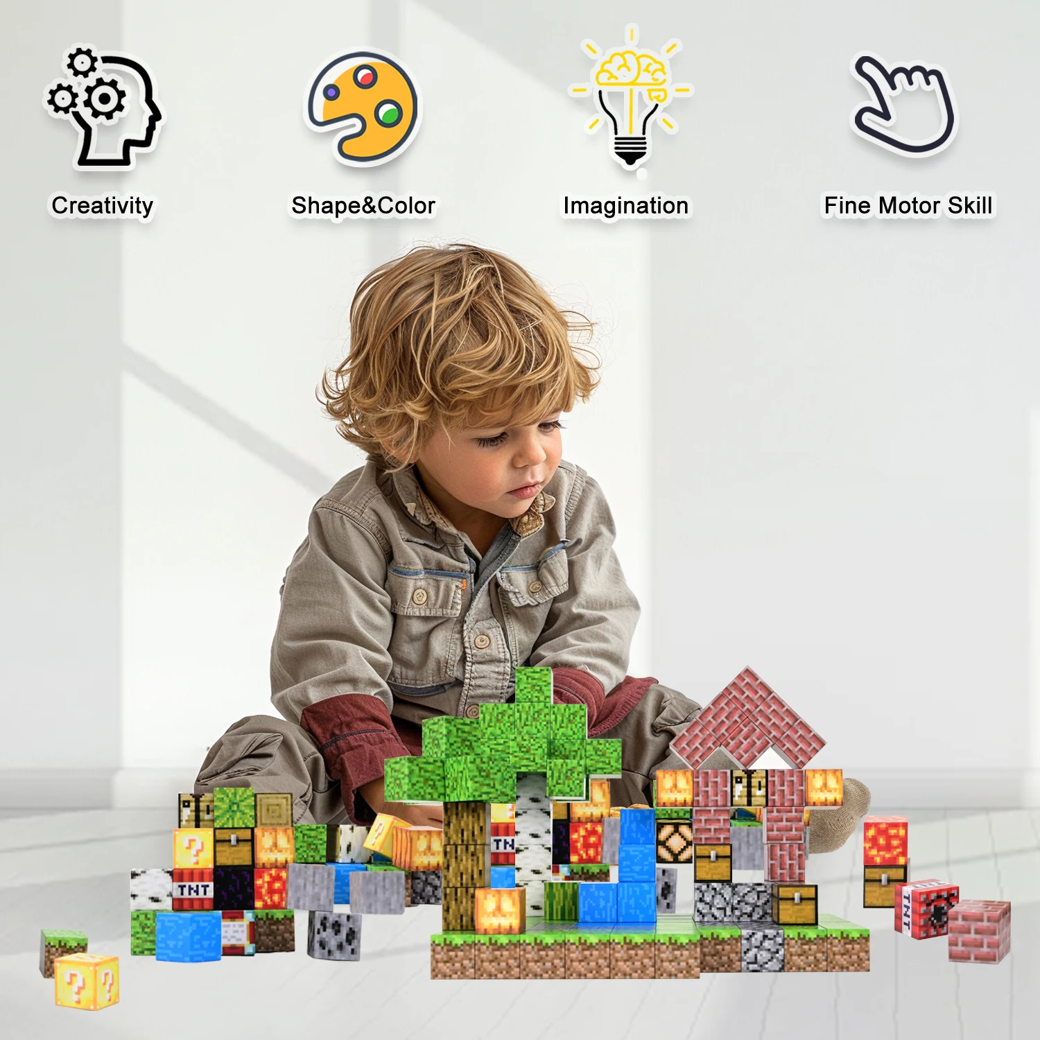 أفضل هدية للأطفال من My World مكعبات بناء مغناطيسية لعبة البخار ألعاب حسية للأطفال من سن 3 إلى 10 سنوات