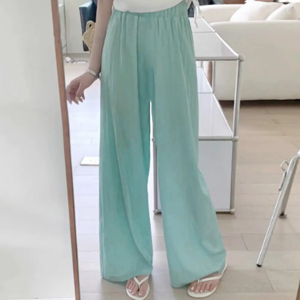 Pleated Style Pants Elegant Wide Leg Pleated Trousers for Women High Waist Solid Color Pants for Work Leisure High-waisted