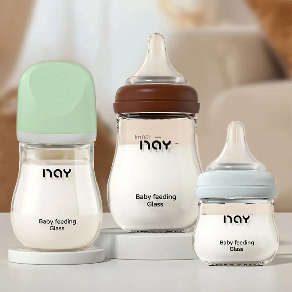 Transparent Glass Baby Bottle Anti-flatulence Anti Choking Infant Milk Bottle Silicone Nipple Food Grade Baby Drinking Cup Gift