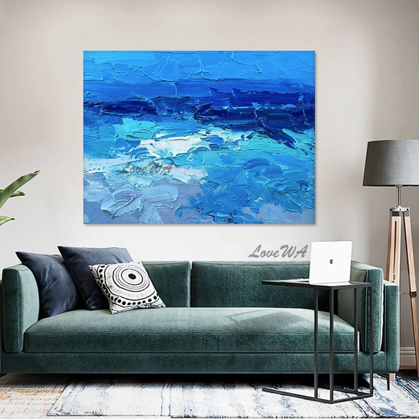 Blue Thick Acrylic Simple Design Abstract Canvas Oil Painting China Imports Home Decor Wall Hangings Modern Art Pictures