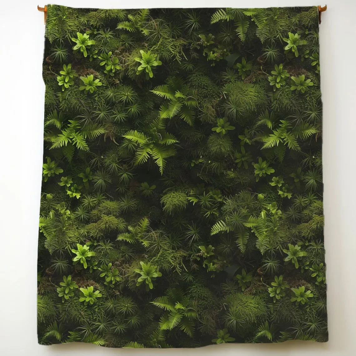 

Soft Flannel Moss Blanket - Cozy Green Throw with Realistic Moss & Fern Leaf Design, Perfect for Sofa, Bed, Car, Office, Camping