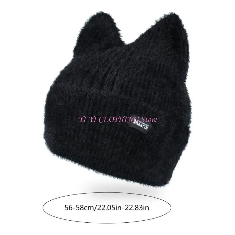 N5KF الكروشيه قبعة صغيرة قبعة أنيمي الأذن بونيه قبعة الشتاء قبعة دافئة المراهقين الفتيات غطاء الرأس