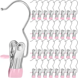 Laundry Hooks Hanging Stainless Steel Clothes Pins Portable Clip Hangers for Closet Travel Socks Pants Handbags Hats Towels