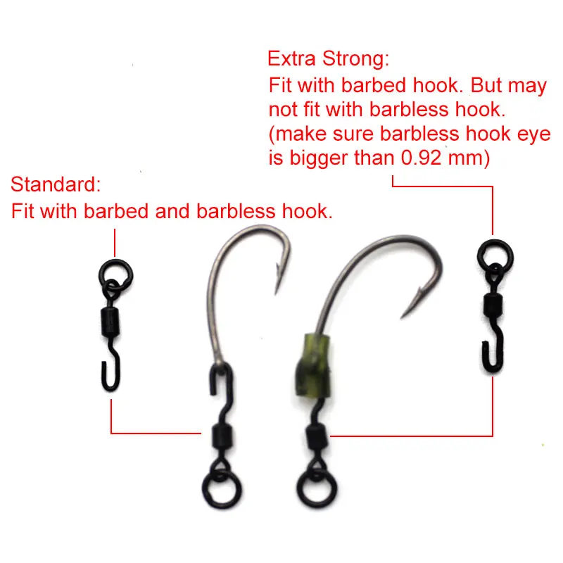 20pcs Carp Fishing Tackle Extra Strong Spinner Swivel  Quick Change Swivels  Hair Chod Helicopter Ronnie Rig Accessories