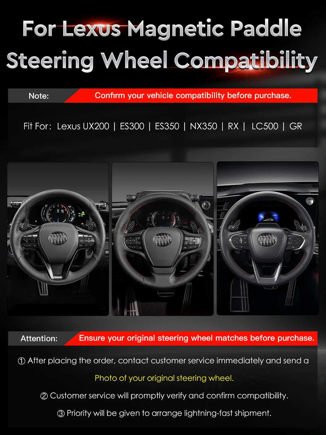 MAGVEX Magnetic Paddle Shifter For Lexus UX200 ES300 ES350NX 350RX Layered Carbon-Aluminum Design